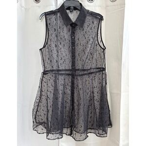 Hot Topic Celestial Women Top XL Black Whimsigoth Fairy Grunge Retro Sheer 19677